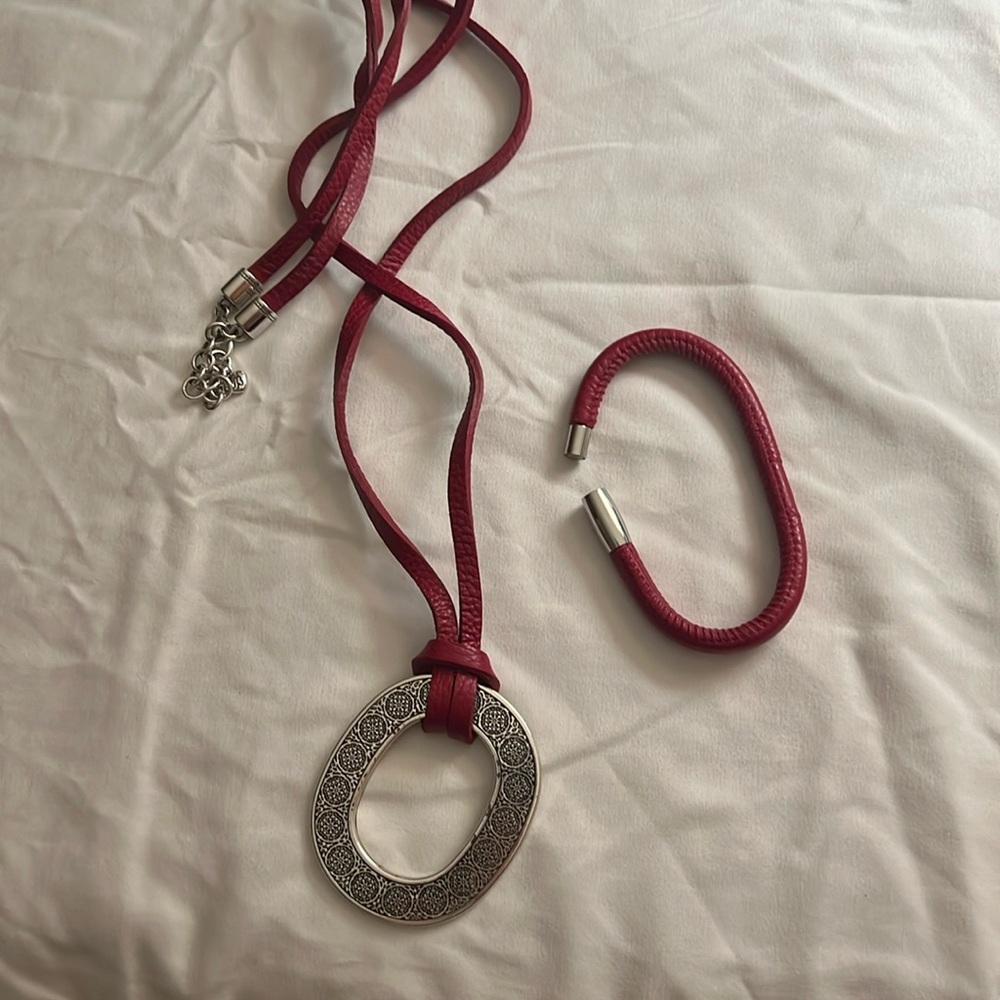 Brighton necklace and matching leather bracelet.